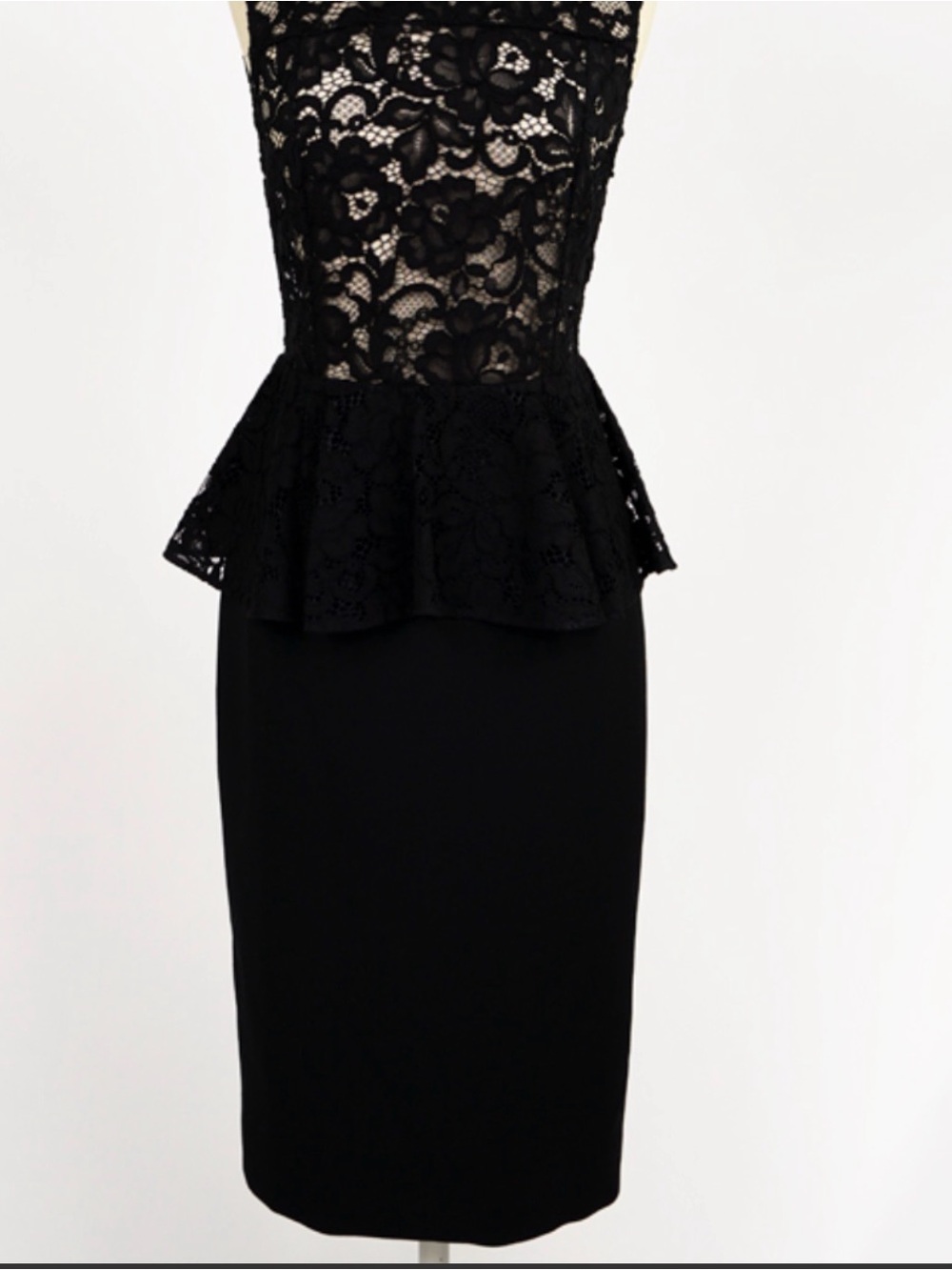 New Olivaceous Black Lace Peplum  Dress Stretch Cocktail Dress